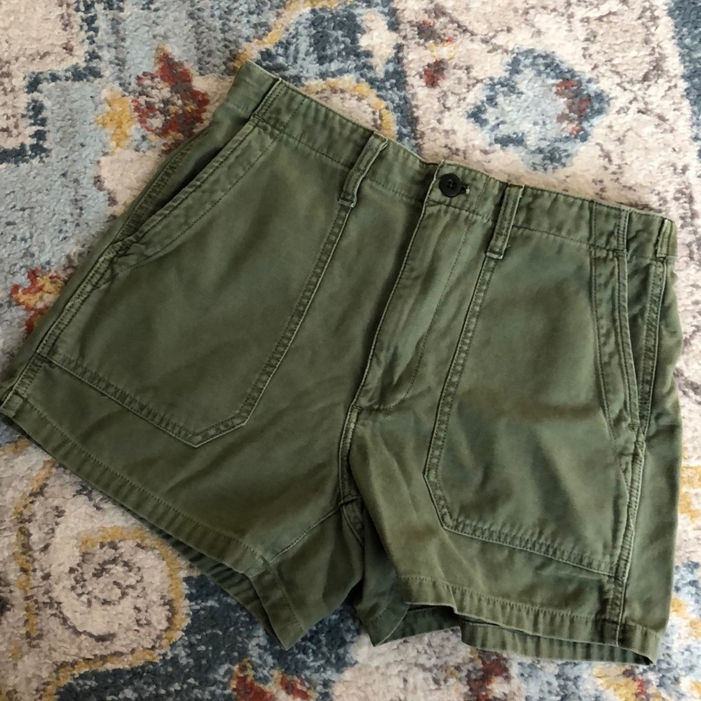 Madewell Shorts 27 Relaxed Military Utility Olive Green High Waisted Rise MD171